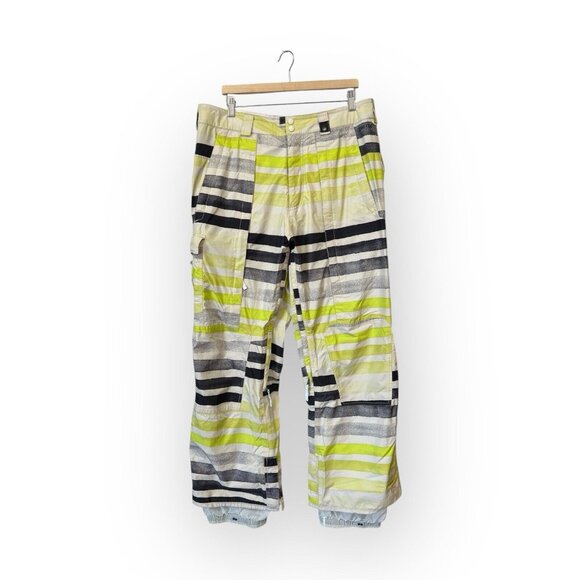 Rare Burton Shelter Mens Gore-Tex Snowboarding Pants Size L Large Neon Striped - Picture 1 of 8